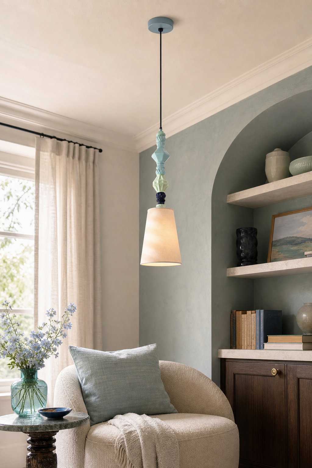
Pastel Cloud-Glaze Blue Ceramic Mini Pendant