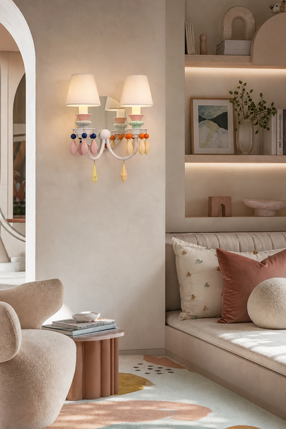 Pastel Ceramic Two-Light Wall Sconce