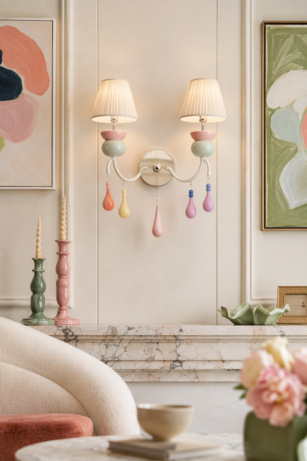 
Pastel Ceramic Two-Light Wall Sconce