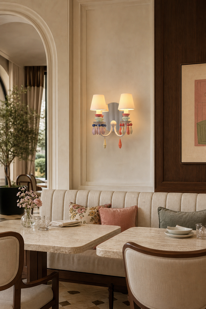 Pastel Ceramic Two-Light Wall Sconce