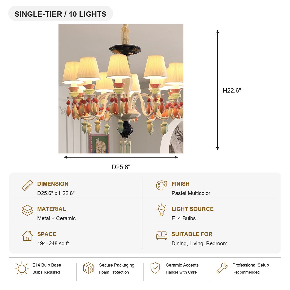 
Pastel Ceramic Single-Tier Chandelier